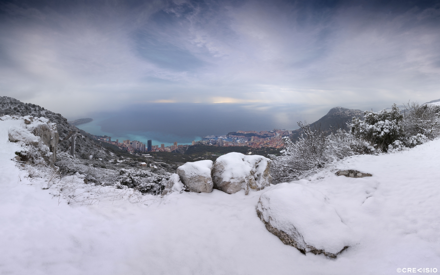 Winter Snow over Monaco 2018 by Crevisio